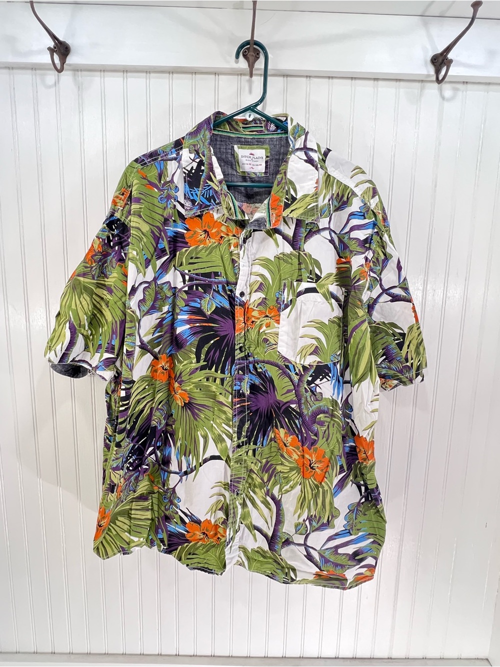 Ditch Plains Tropical Hawaiian Button-Up Short Sleeve Shirt 4X